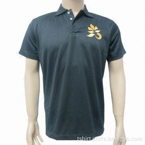 Men's embroidery logo black polo shirt, made of 100% polyester